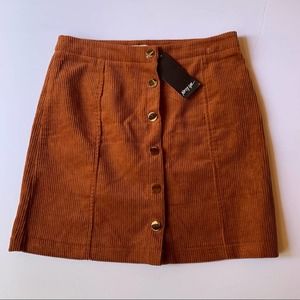 Nasty Gal [IVIVI] Brown Cord Popper Corduroy Skirt Side S